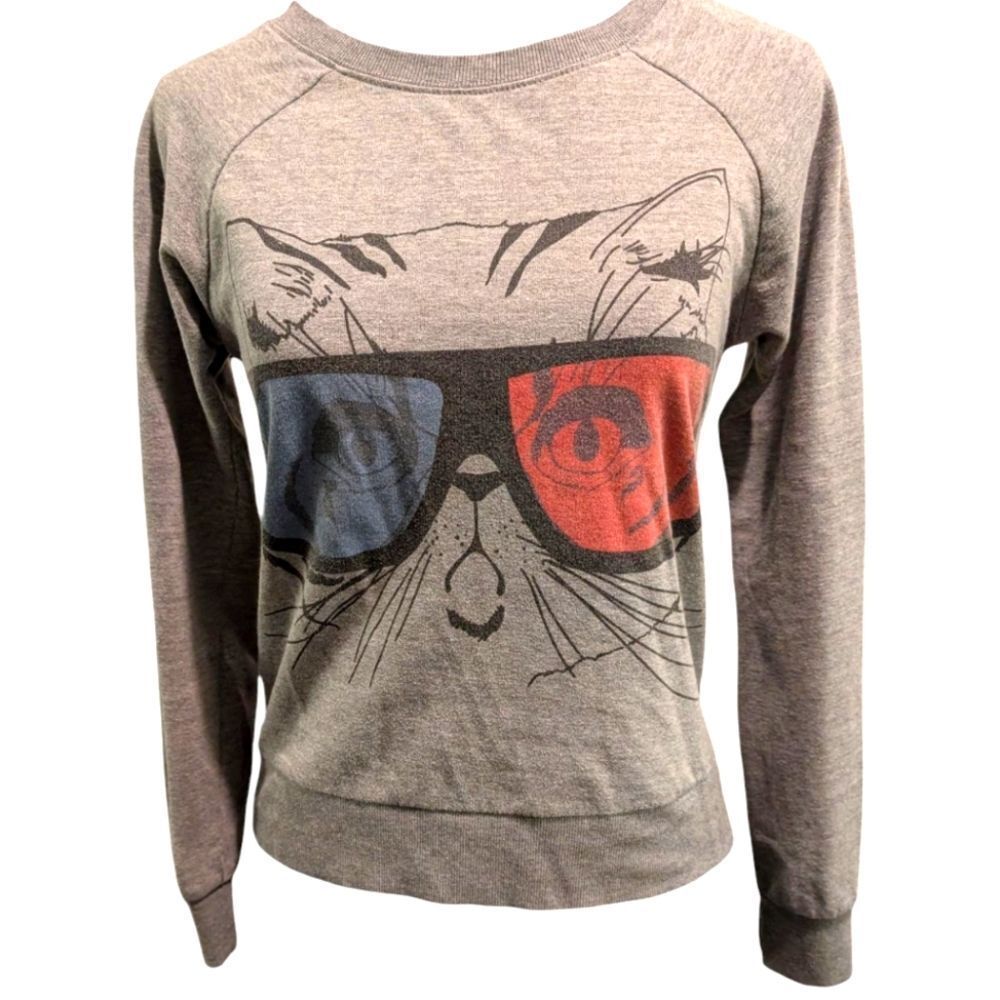 Gray Cat Graphic Sweatshirt Forever 21 Women's Size Small